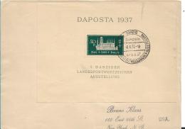 Danzig XX001 / Block 1a, DAPOSTA Auf Brief, 1937 Als Einzelfrankatur Nach USA - Cartas & Documentos