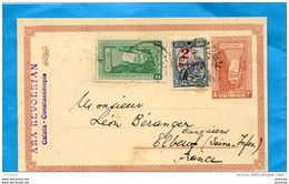 MARCOPHILIE TURQUIE->Françe-carte Postale Entier Postal + 2 Stamps 2+2.1/2  -cad  Galata 1906 A Voyagé-pour Françe - Covers & Documents