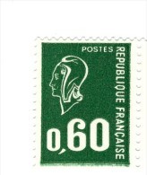 Bequet 0.60fr Vert Typographié YT 1814a Sans Phosphore . Voir Le Scan . Cote YT : 4 € , Maury N° 1807g : 2.50 € . - Neufs