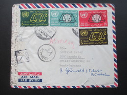 Ägypten / UAR 1964 Air Mail / Luftpost Mit 9 Marken / Schöne Frankatur Und Interessante Stempel!! Zensur - Covers & Documents