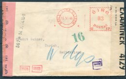 1944 Eire Censor Cover Bank Of Ireland - Credit Suisse, Zurich Switzerland - Cartas & Documentos