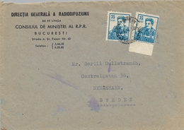 RUMANIA , SOBRE CIRCULADO , BUCAREST - NYNASHAMN , DIRECTIA GENERALA A RADIODIFUZIUNII - Lettres & Documents