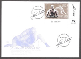 Wrestling J. Kotkas 100 - Olympic Gold Estonia 2015  Corner Stamp With Issue Number FDC Mi 815 - Zomer 1952: Helsinki