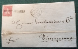 STEMPEL RARITÄT „DAVOS-GLARIS“ (GRAUBÜNDEN GR) Schweiz Sitzende Helvetia 1870 Brief - Covers & Documents