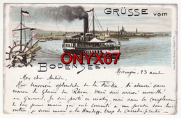 Lac De CONSTANCE-BODENSEE (Suisse-Allemagne-Autriche) Lithographie-Grüsse Vom Bodensee-Précurseur 1897 Bateau-Schiff - Other & Unclassified