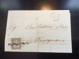 Schweiz Stabstempel „PROMONTOGNO“ (GRAUBÜNDEN GR) 1863 Sitzende Helvetia Brief Aus Bondo  > Vicosoprano - Covers & Documents