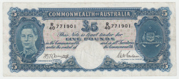 Australia 5 Pounds 1941 VF Pick 27b  27 B - 1938-52