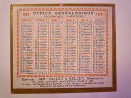 PETIT CALENDRIER  1929  "OFFICE GENEALOGIQUE"   Format  12,5 X 10,5cm   - Small : 1921-40