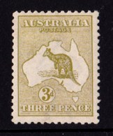 Australia 1913 Kangaroo 3d Olive 1st Watermark MH - - - - Mint Stamps