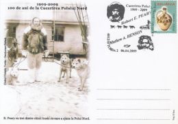 D4- ROBERT PEARY ARCTIC EXPEDITION, DOGS, NORTH POLE, SPECIAL POSTCARD, 2009, ROMANIA - Expéditions Arctiques