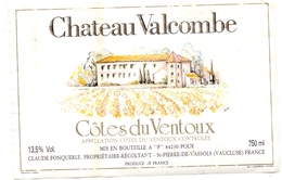 Etiket Etiquette - Vin - Wijn - Cotes Du Ventoux - Chateau Valcombe - Côtes Du Ventoux