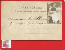 GENEALOGIE Madame ALLEAUME  Et Bébé  Faire Part Naissance Et Décès Bébé  1903 1904 ?? Couple Berceau Dos Photo - Genealogie