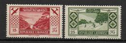 GRAND LIBAN - 1936 - POSTE AERIENNE - RARES YVERT N° 55/56 * MLH CHARNIERE LEGERE - COTE = 200 EUR. - Ungebraucht