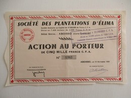 ACTION 5000 FRANCS CFA TITRE AU PORTEUR SOCIETE DES PLANTATIONS DE CAFE D ELIMA ABOISSO COTE D IVOIRE AFRIQUE - Africa