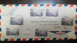 O) 1955 FRANCE-MARTINIQUE, MOUNT PELEE- SCT 780 20fr-MULTIPLE COVERPLACE TOLOZAN LYON-AIRMAIL TO USA - Covers & Documents