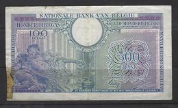 500 Frank - Francs = 100 Belgas  - Type Londen  M 81 - Zeer Fraaie Tot Mooie Staat - Stukje Weg Links - 500 Francs-100 Belgas