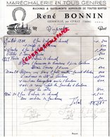 86- GENOUILLE PAR CIVRAY- RARE FACTURE RENE BONNIN- MARECHALERIE -MARECHAL FERRANT- FER CHEVAL-BRABANT-1958 - Straßenhandel Und Kleingewerbe