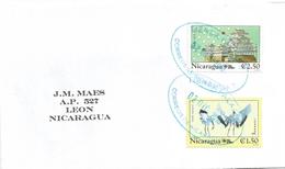 Nicaragua 2010 Tienda Crane Grus Japonensis Phila Nippon Cover - Grues Et Gruiformes