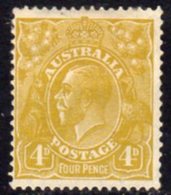 Australia 1926-30 GV Head 4d Yellow-olive, Wmk. 7, Perf. 13½x12½, Hinged Mint, SG 102 - Ungebraucht