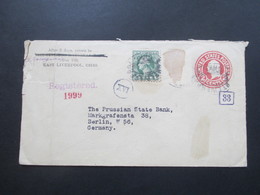 USA 1920 Brief / Registered Letter Mit 12 Stempeln!! East Liverpool Ohio An Die Prussian State Bank - Briefe U. Dokumente