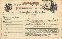 041018 GUERRE 14 18 FM - 1914 58e Régiment De Ligne 32e Cie Illustrations Drapeaux - Storia Postale