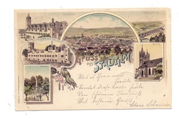 0-5217 STADTILM, Lithographie 1899, Eisenbahnbrücke, Kirche, Denkmal, Schloss, Totalansicht - Stadtilm