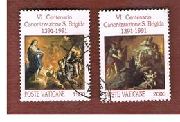 VATICANO - VATICAN - UNIF. 916  - 1991  CANONIZZAZIONE SANTA BRIGIDA (SERIE COMPLETA DI 2)  - (USED°) - Usados