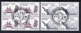 GREENLAND 1985 Millenary Of Settlement VI In Used  Blocks Of 4.  Michel 157-58 - Gebruikt