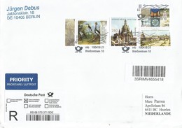 Germany 2018 Berlin Crane Painting Zwinger Frauenkirche Dresden Registered Cover - Grues Et Gruiformes