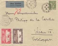 LETTRE. MIXTE. FRANCE LUXEMBOURG. 19 2 35. AMBULANT LUXEMBOURG A STRASBOURG, LUXEMBOURG PA N°2 ET 3 POUR VIENNE - Storia Postale