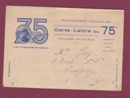 051018 GUERRE 14 18 FM - Carte Lettre Du 75 RF JOFFRE Canon - Storia Postale