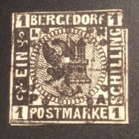 1861 1S ECHT GESTEMPELT SELTEN ! GEPRÜFT W.ENGEL Michel 2 (Altdeutschland Bergedorf - Bergedorf