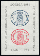 Finland NORDIA 1981 Souvenir Sheet Printed By The Bank Of Finland Security Printing House. MNH - Essais & Réimpressions