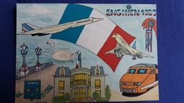 CPM ILLUSTRATEUR JC SIZLER CONCORDE TGV BLASON REVOLUTION   ENGHIEN 1989 1 ERE RENCONTRE ARTISTES 1989 N° 430/ 3000 - Sizi