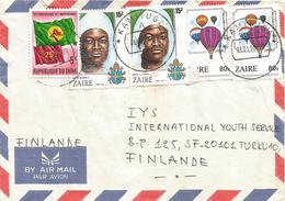 DRC RDC Zaire Congo 1990 Kamituga Balloon Sister Independence Flag 5Z Cover - Gebruikt