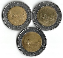 3 Pièces De Monnaie 500 Lires 1982-1983-1989 - 500 Lire