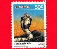 ZAIRE - Usato - 1987 - Rettili - Serpenti - Cobra (Naja Nigricolis) - 50 - Strappato In Alto A Dx - Gebruikt