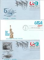 USA Air Mail Stationery FDC UC 44(2X) + UC53 - 1961-80