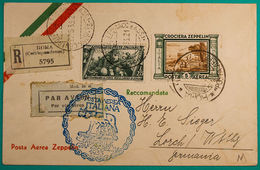 Storia Postale Posta Aerea Zeppelin Lire 5 Su Aerogramma Racc. Per La Germania Sassone Z11A Rara !! - Marcophilie (Zeppelin)