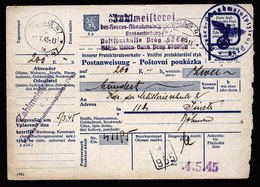 A5661) Böhmen & Mähren Überroller Postanweisung Prag 4.5.1945 - Covers & Documents