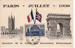 Carte Maximum Avec N°400 Visite Souverains Britanniques Oblitérée Paris 19/7/38 - 1930-1939