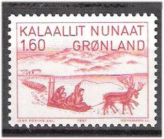 Greenland 1981 Sleigh Ride Northern Canada; Illustration By Jens Kreutzmann (1828-1899) Greenland Saga  Mi 128, MNH(**) - Lettres & Documents