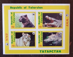 RUSSIE-ex URSS Feuillet 4 Valeurs Crocodiles, Tigres WWF ** MNH (6) - Other & Unclassified