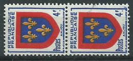 [24] Variété : N° 838 Blason D'Anjou Défaut D'essuyage Tenant à Normal **7 - Unused Stamps