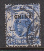 Hong Kong British Post Offices In China  1917  10c Blue, Used, - Used Stamps