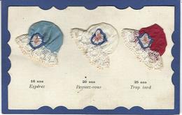 CPA Bonnet Tissu Dentelle Sainte Catherine Patriotique écrite - Santa Catalina