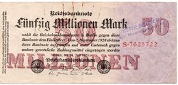 GERMANIA-REICHSBANKNOTE-50 MILLIONEN MARK 1923-UNIFACE - 50 Mio. Mark