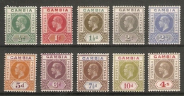 GAMBIA 1921 - 1922 SET SG 108/117 (LIGHTLY) MOUNTED MINT Cat £110 - Gambia (...-1964)