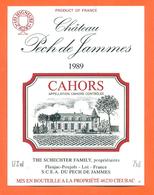 étiquette Vin De Cahors Chateau Pech De Jammes 1989 Schechter Family à Flaujac Poujols - 75 Cl - Cahors