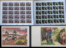 SENEGAL RALLY RALLYE PARIS DAKAR MOTOCYCLE MOTO CAR VOITURE 2007 - IMPERF ND FULL SHEET + SET - ULTRA RARE MNH **. - Moto